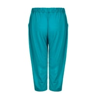 Wendunide kratke hlače za žene Ženski povremeni džepni džepni šaltir Joga kratke hlače 7-točke hlače yoga kratke hlače plava 4xl