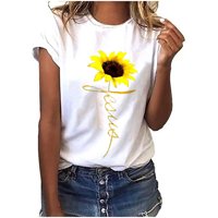 Penskeiy Women Girls Plus size Suncokret Print Teses Kratki rukav T Majica Bluza The Thes Theshirts za