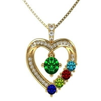 Nana ogrlice za srce majke i djeteta za žene 1-Kamenje W lanac-10k žuto zlato-kamen 3
