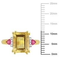 Miabella ženski 3-karatni T. G. W. citrin Ruby i dijamantski naglasak 18kt koktel prsten od žutog zlata