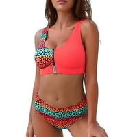 Kupaći kostim veće veličine za žene sa dva Patentnog zatvarača Leopard Print bez leđa Halter plaža bikini