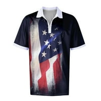 Muške košulje muški modni rever sa patentnim zatvaračem opuštena Casual košulja štampana Top majica plava l