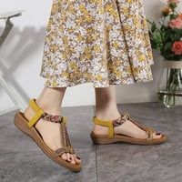 Sandale za žene klirens ispod 10 dolara, AXXD ženske cipele za odmor za odmor sa poprečnim remenom japanke ravne donje vanjske papuče za plažu za nove trendove žuta 4.5