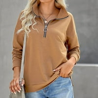 Dorkasm half Zip Duks žene plus size Hoodie za žene Casual Soild džemper za žene plus Size V vrat ženska