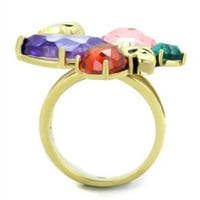 Luxe nakit dizajnira ženski Zlatni IP prsten od nerđajućeg čelika u obliku lobanje sa višebojnim kubičnim