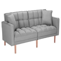 Konvertibilni Futon kauč na razvlačenje sa jastucima, konvertibilni krevet za jednu osobu od tkanine za kompaktan životni prostor, Stan, spavaonica-svijetlo siva