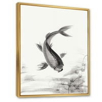 Crno-bijelo vintage ribe I uokvirila je slikanje platna umjetnost