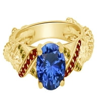 Okrugli rez simulirani multi kameni belle princess stil za venčani prsten u 14k žuto zlato preko sterlinga srebrna sa veličinom prstena 12