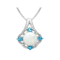 Ženska ogrlica od Opala i plave Topaz-a s dijamantima u srebru Sterling, 18