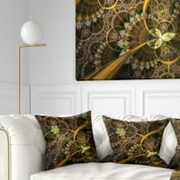 Dizajnerska tamno zelena zlatna digitalna umjetnost fraktalni cvijet - cvjetni jastuk za bacanje - 16x16