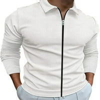 Seksi ples muškarci jesen Sako Zip up Outwear Dugi rukav Shirt Jackets Regular Fit posao bijeli XS