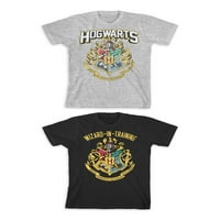 Harry Potter Boys Hogwarts & Wizard U Obuci Grafičkih Majica 2 Pakovanja, Veličine 4-18