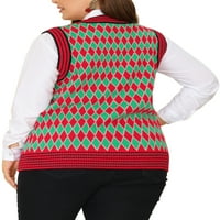 Jedinstveni povoljni ženski prsluk Plus veličine Argyle v pleteni džemperi bez rukava