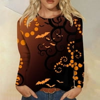 Strungten Bluze za žene za žene Ležerne prilike O-izrez Halloween Print bluza vrhova Lose FIT Fall majica