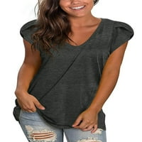 Ženske latice kratke rukave majice labave strane Split Casual osnovne majice Tank Tops