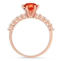 1. ct sjajan okrugli rez jasan simulirani dijamant 18k Rose Gold Solitaire sa akcentima prsten SZ 11