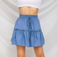 Haxmnou suknja ženska modna kratka suknja visoka struka elastična čvrsta suknja plava m
