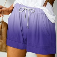 Ganfancp šorc za žene, štampani Casual labavi džepovi vezice kratke pantalone plave # Summer Clearance