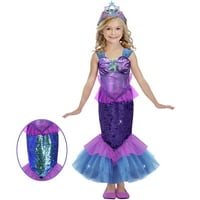 Halloween djevojke roze i ljubičaste blistav sirena Fancy kostim, usput za proslavu, veličina mala