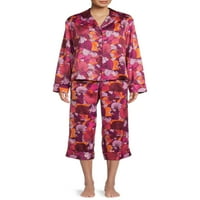 Pioneer Woman set pidžame sa satenskim topom i pantalonama za žene, 2 komada