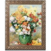 Židobrana fini umjetnina Buket Chrysanthemums Platno umjetnost Pierre Renoir, zlatni ukrasni okvir