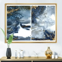 PRONAĐEDAČAK ZLATNE I TAME BLUE apstraktne valove IV Moderni uokvireni platno zidno umjetnički otisak