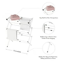 Lavish Home Troslojni širok čelik i metalni nosač za sušenje odjeće, crno-bijelo