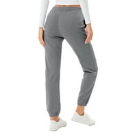 Ženske joggers hlače s džepovima visokog struka atletske fleke trese za žene vježbanje, sivo