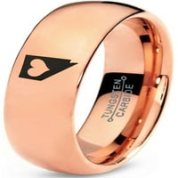 Volfram Nevada srebrni državni prsten za srce za muškarce žene Comfort Fit 18k kupola od ružičastog zlata