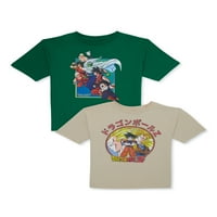 Dragon Ball Z Boys kratki rukav grafičke majice inspirisane starinom, 2 pakovanja, veličine XS-2XL
