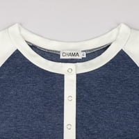 Chama Plus Size kratki rukav Henley košulja za žene Raglan tunike