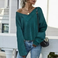 Pedort Prevelizirani džemperi za žene Lagani Jesen Ležerne prilike pulover dugih rukava Green, L