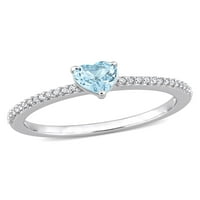 Carat t.g.w. Sky-Blue Topaz i Carat T.W. Diamond 10k bijeli zlatni prsten