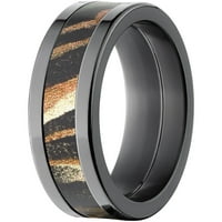 Shadow Grass muški Camo Crni cirkonijum prsten sa poliranim ivicama i Deluxe Comfort Fit