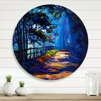 Designart 'Park Road in the Afternoon Shadows' Lake House Circle Metal Wall Art - disk of 11