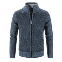 Muški zimski džemper Sako dugi rukavi Plus baršunasti debeli visoki vrat dijamantski blok karirani džemper