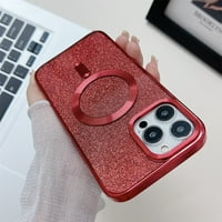 Elepower za iPhone Pro Max futrolu, Glitter Bling papir otporan na udarce i odbojnik, magnetni dizajn [bežično punjenje] tanka ljuska protiv pada, Crvena