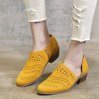 TUTUNaumumbene sandale veličine 7. Djevojke sandale Ženske cipele Summer Dame Modne sandale Blokira peta izdubljena šiljasti pričvrsni nosači cipela na otvorenom cipelama Ležerne prilike za žene - Yellow-40