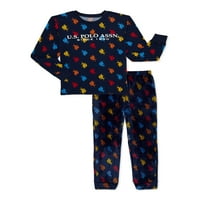 Polo Assn. Majica dugih rukava za dječake i plišane pidžame, 2-dijelni Set za spavanje, veličine 4-18