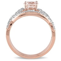 Miabella ženski karat T. G. W okrugli rez Morganit i karat T. W. dijamant 10kt Set vjenčanog prstena od ružičastog zlata
