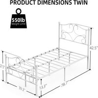 Zakrivljeni metalni okvir za krevet veličine Twin no Bo Spring potreban krevet na platformi za djecu djevojčice