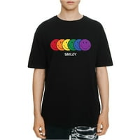 Elevenparis Muška Rainbow Smiley Grafička Majica, Bijela, Velika