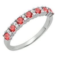 DazzlingRock kolekcija okrugla Ruby & White Diamond svadbeni godišnjica za žene za žene u 10k bijelo zlato,
