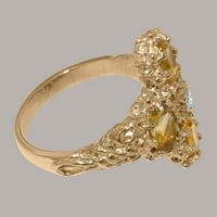 Britanska napravljena 14k Rose Gold Prirodni dijamant i citrinski ženski Obećani prsten - Opcije veličine