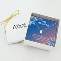 Anavia Happy 18th Birthday Gifts Nerđajući čelik modna ogrlica rođendanska čestitka nakit za devojku, rođendanski poklon za ćerku-[Srebrna kocka, plavo-narandžasta poklon kartica]