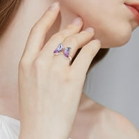 duhgbne leptir prsten, prsten od dragog kamenja, prsten od gradijenta leptira, podesivi prsten, novi kreativni