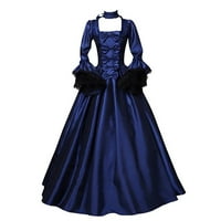 Absuyy svečane haljine za žene s dugim rukavima retro gotički kvadratni ovratnik Vintage haljine plave veličine 5xl
