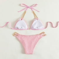 Bikini Kupaći Kostim, Ženski Bikini Visokog Struka Za Zabavu Na Plaži Ružičasta, Zelena