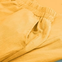Eryao lanene pantalone za žene sitne labave radne duge Palazzo pantalone ženske Ležerne široke pantalone sa širokim džepovima pantalone za igru pantalone kombinezoni pamučne lanene pantalone