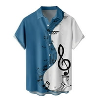 Muške košulje muške Casual muzike patchwork Print Shirt kratki rukav Shirt dugme rever kratki rukav Shirt